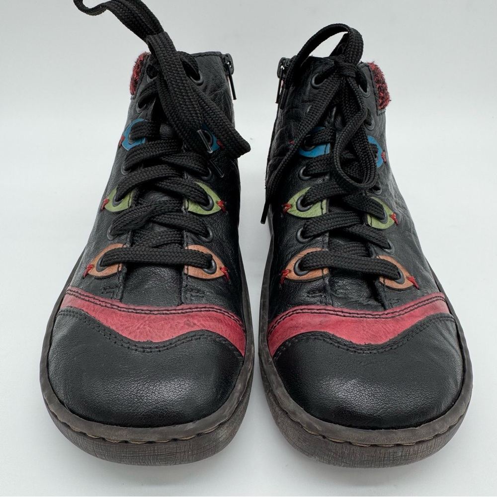 Rieker “Simona 30” Lace Up Leather Ankle Boot Black/Wine/Brandy Size EU 38/US 7 - Picture 3 of 14